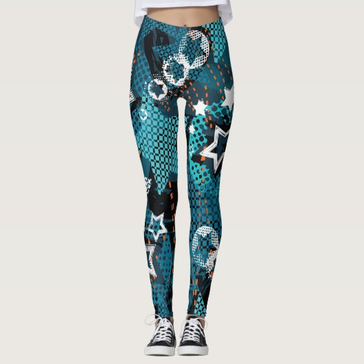 Grunge sterpatroon, speels kinderontwerp. leggings (Voorkant)