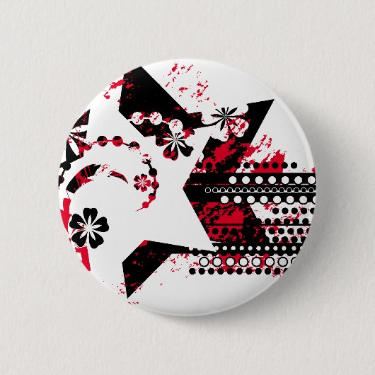 Grunge sterren ronde button 5,7 cm (Voorkant)