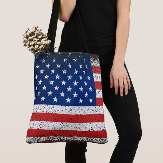 Grunge stijl Amerikaanse vlag Tote Bag (Dichtbij)