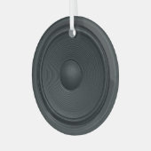 Grunge stijl, audio luidspreker achtergrond glas ornament (Voorkant links)