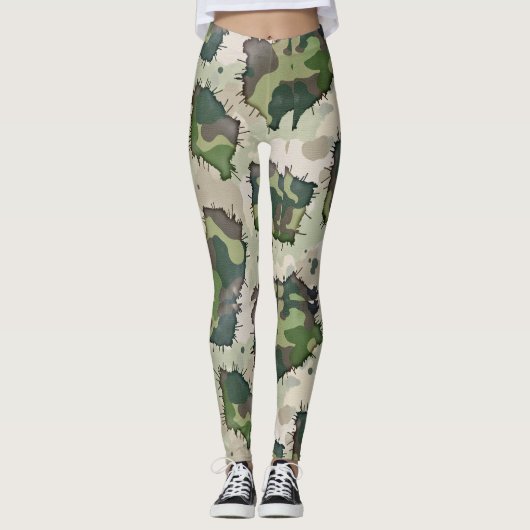 Grunge stijl camouflage naadloze patroon stijl leggings (Voorkant)