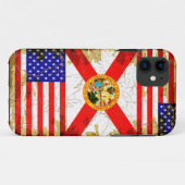 Grunge stijl Florida en USA vlaggen Case-Mate iPhone Case (Achterkant (horizontaal))