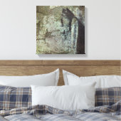 Grunge stijl getextureerde steen aardachtige kleur canvas afdruk (Insitu (Slaapkamer))