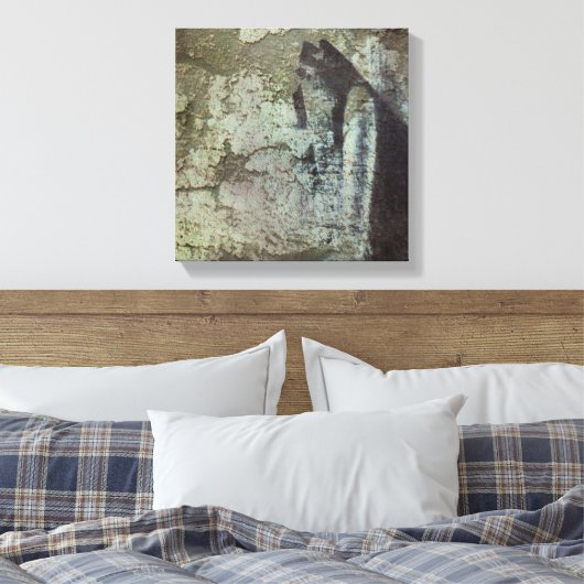 Grunge stijl getextureerde steen aardachtige kleur canvas afdruk (Insitu (Slaapkamer))
