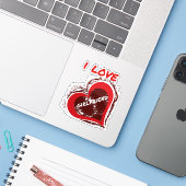 Grunge stijl Ik hou van mijn vriendin Hart ontwerp Sticker (Laptop met iPhone)