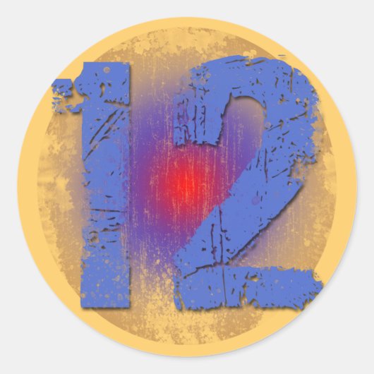 GRUNGE STIJL NUMMER 12 RONDE STICKER (Voorkant)