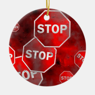 Grunge Stop Sign Keramisch Ornament