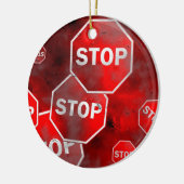 Grunge Stop Sign Keramisch Ornament (Links)