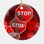 Grunge Stop Sign Keramisch Ornament (Achterkant)