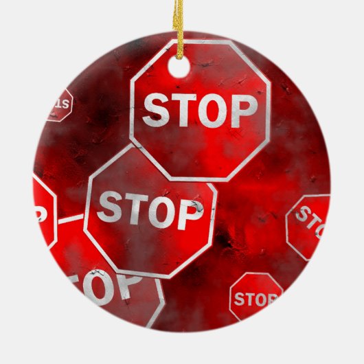 Grunge Stop Sign Keramisch Ornament (Achterkant)