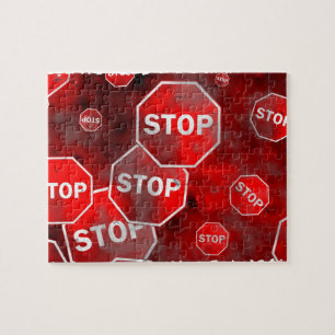 Grunge Stop Sign Legpuzzel
