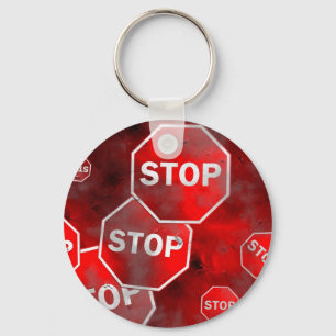 Grunge Stop Signs Sleutelhanger