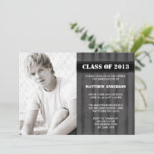 Grunge Stripe Foto Afstuderen Aankondiging (Staand voorkant)