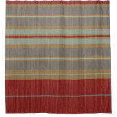 Grunge Stripe Modern Rood Karamel Groen Wit Douchegordijn (Voorkant)