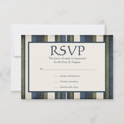 Grunge Stripes Bar Mitzvah-reactiekaart RSVP Kaartje (Voorkant)