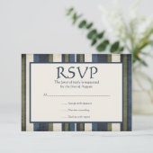 Grunge Stripes Bar Mitzvah-reactiekaart RSVP Kaartje (Staand voorkant)