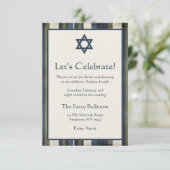 Grunge Stripes Bar Mitzvah Reception Kaart (Staand voorkant)