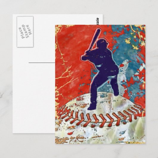 Grunge Style Baseball-ontwerp Briefkaart (Voorkant / Achterkant)