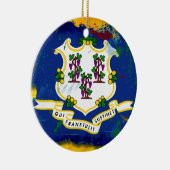 Grunge Style Connecticut-vlag Keramisch Ornament (Rechts)