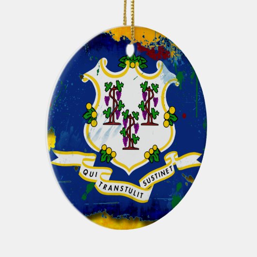 Grunge Style Connecticut-vlag Keramisch Ornament (Rechts)