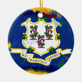 Grunge Style Connecticut-vlag Keramisch Ornament (Voorkant)