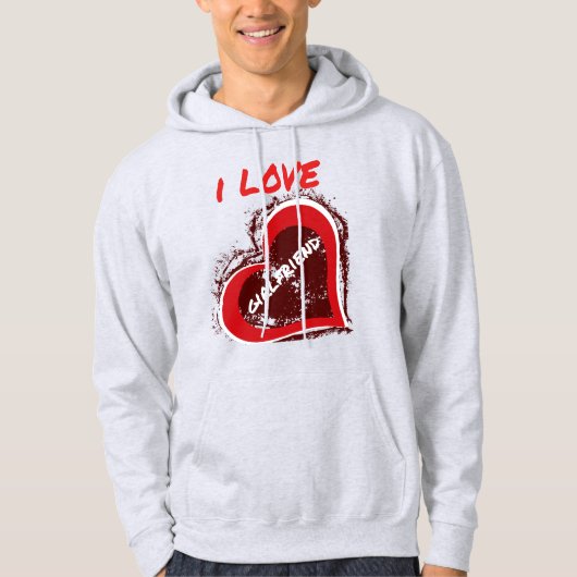 Grunge Style I Love My Girlfriend Heart Design Hoodie (Voorkant)