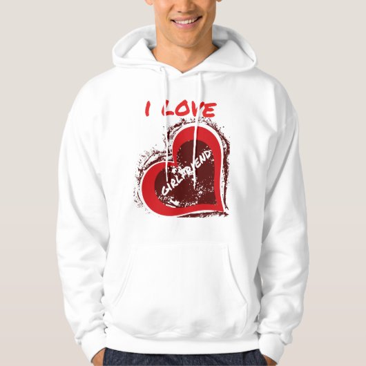 Grunge Style I Love My Girlfriend Heart Design Hoodie (Voorkant)