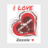 Grunge Style I Love My Girlfriend Heart Design Sticker (Vel)