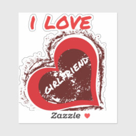 Grunge Style I Love My Girlfriend Heart Design Sticker