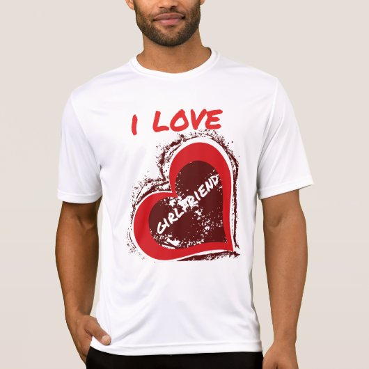 Grunge Style I Love My Girlfriend Heart Design T-shirt (Voorkant)