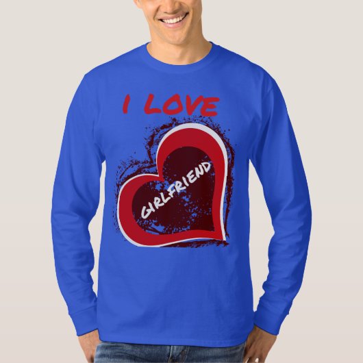 Grunge Style I Love My Girlfriend Heart Design T-shirt (Voorkant)