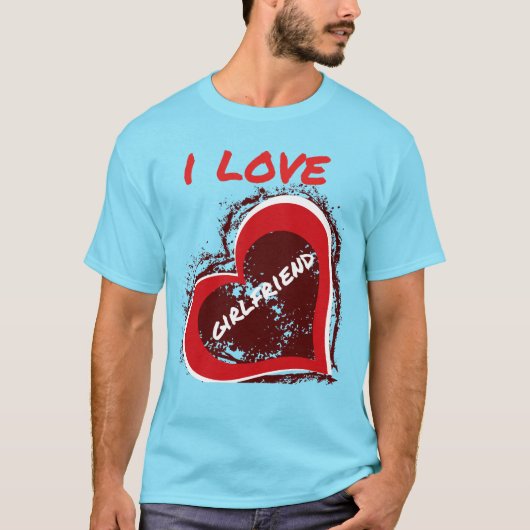 Grunge Style I Love My Girlfriend Heart Design T-shirt (Voorkant)