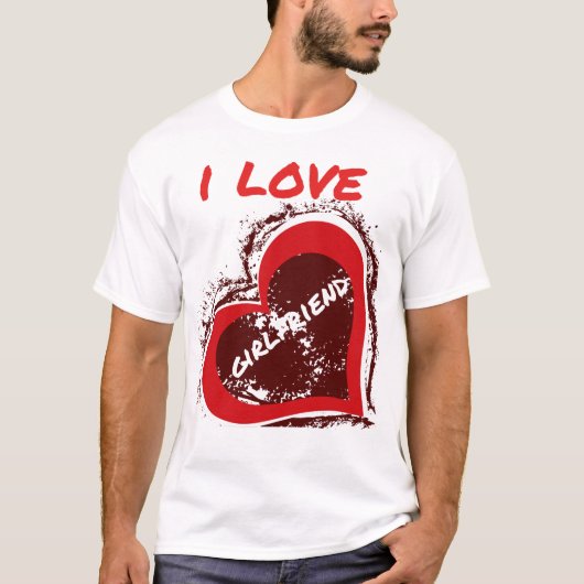 Grunge Style I Love My Girlfriend Heart Design T-shirt (Voorkant)