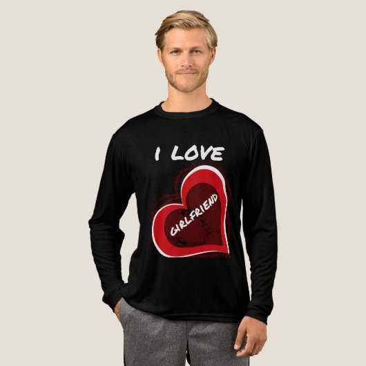 Grunge Style I Love My Girlfriend Heart Design Tri-Blend Shirt (Voorkant)