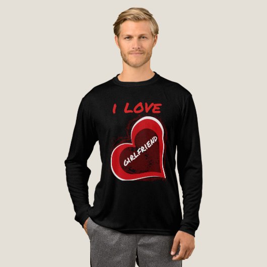 Grunge Style I Love My Girlfriend Heart Design Tri-Blend Shirt (Voorkant)