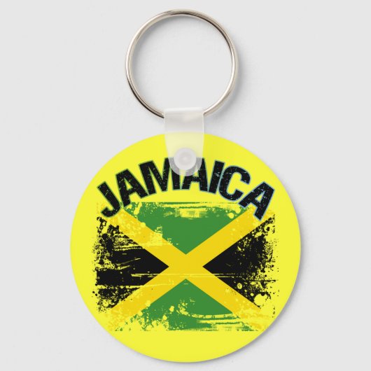 Grunge Style Jamaica Flag Design Sleutelhanger (Voorkant)