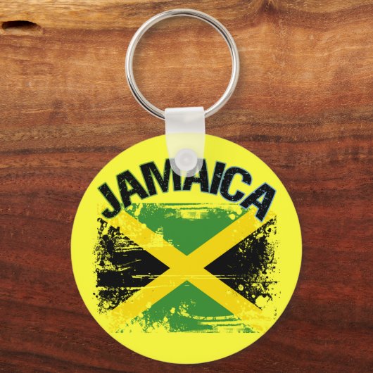 Grunge Style Jamaica Flag Design Sleutelhanger (Voorkant)