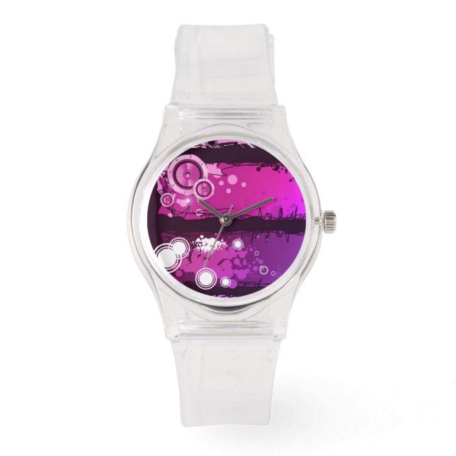 Grunge Style Music Banner 3 Horloge (Voorkant)