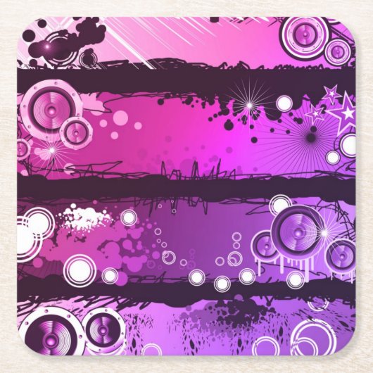 Grunge Style Music Banner 3 Kartonnen Onderzetters (Voorkant)