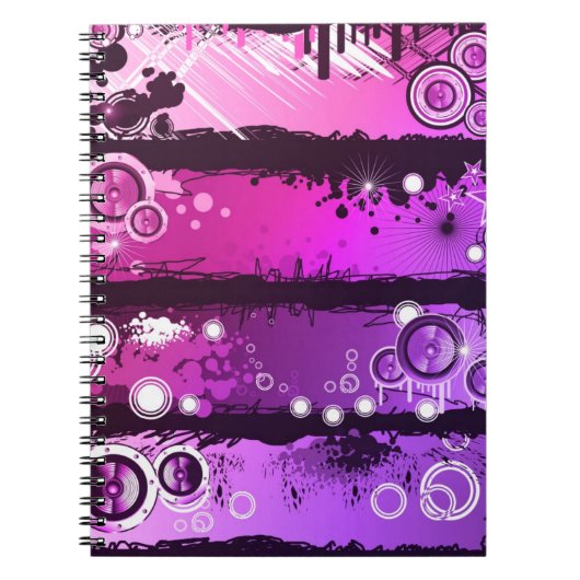 Grunge Style Music Banner 3 Notitieboek (Voorkant)