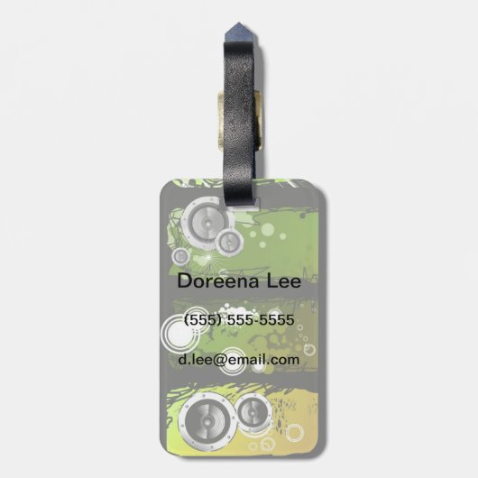 Grunge Style Music Banner Bagagelabel (Achterkant verticaal)