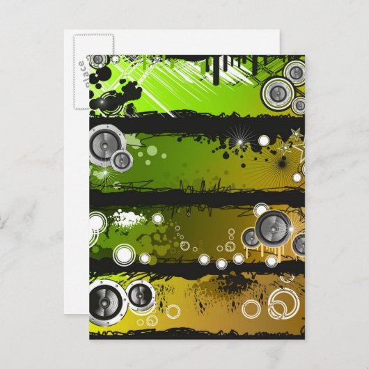 Grunge Style Music Banner Briefkaart (Voorkant / Achterkant)