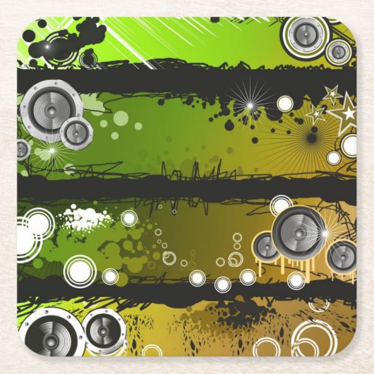 Grunge Style Music Banner Kartonnen Onderzetters (Voorkant)