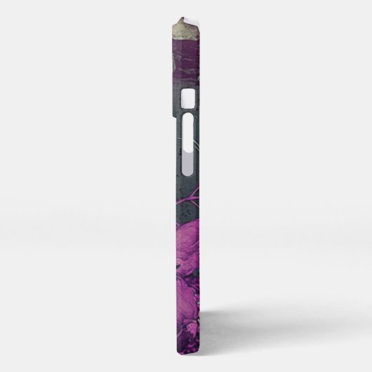 Grunge Style Papierachtig Deep Paarse Anemone Flow iPhone Hoesje (Linkerkant)
