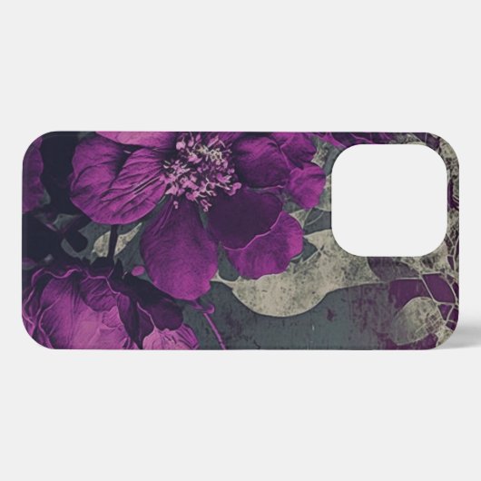 Grunge Style Papierachtig Deep Paarse Anemone Flow iPhone Hoesje (Achterkant horizontaal)