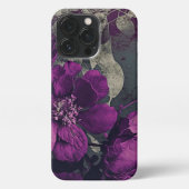Grunge Style Papierachtig Deep Paarse Anemone Flow iPhone Hoesje (Achterkant)