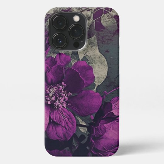 Grunge Style Papierachtig Deep Paarse Anemone Flow iPhone Hoesje (Achterkant)
