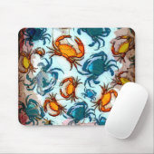 Grunge Style Red en Blue Crabs Collage Muismat (Met muis)