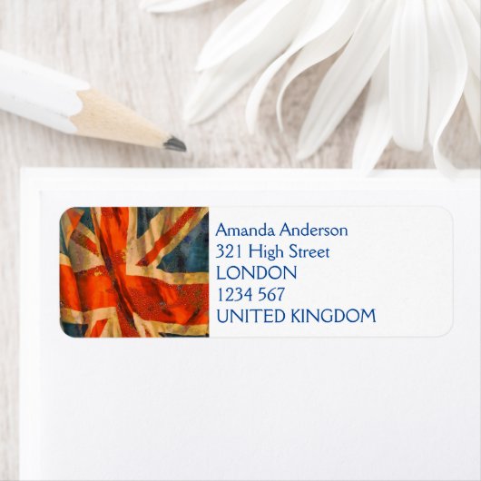 Grunge Style Union Jack British Flag Illustration Etiket (Insitu)