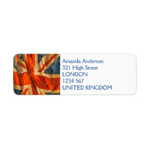 Grunge Style Union Jack British Flag Illustration Etiket